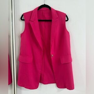 SHEIN Pink Structured Vest with Lapel Collar